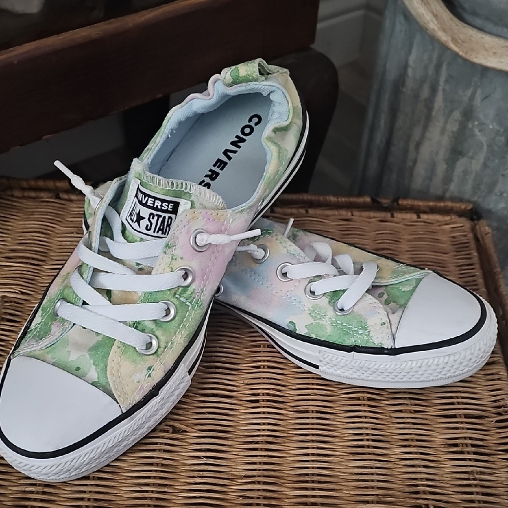Converse Green and White Low-Top Sneakers